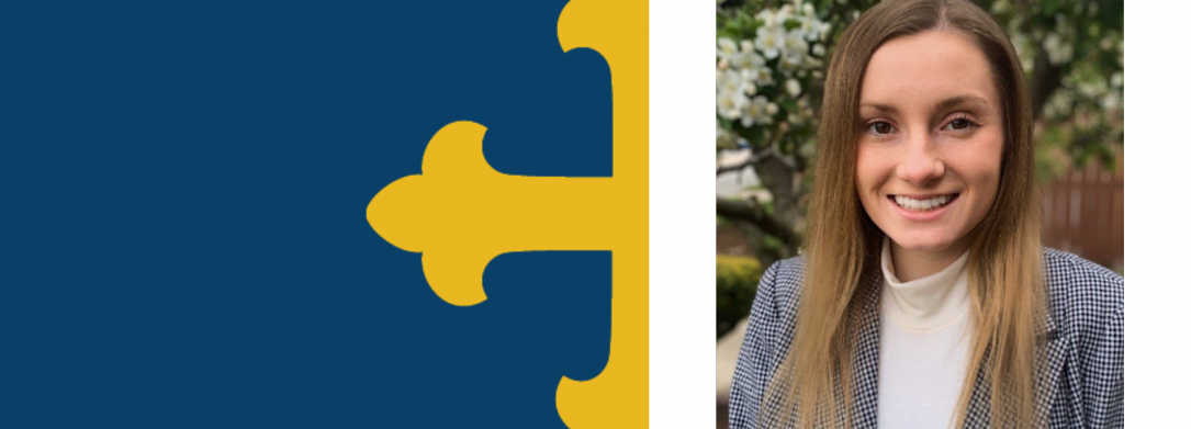 Natalie Larkman's Headshot on white background with the yellow JCU botany cross