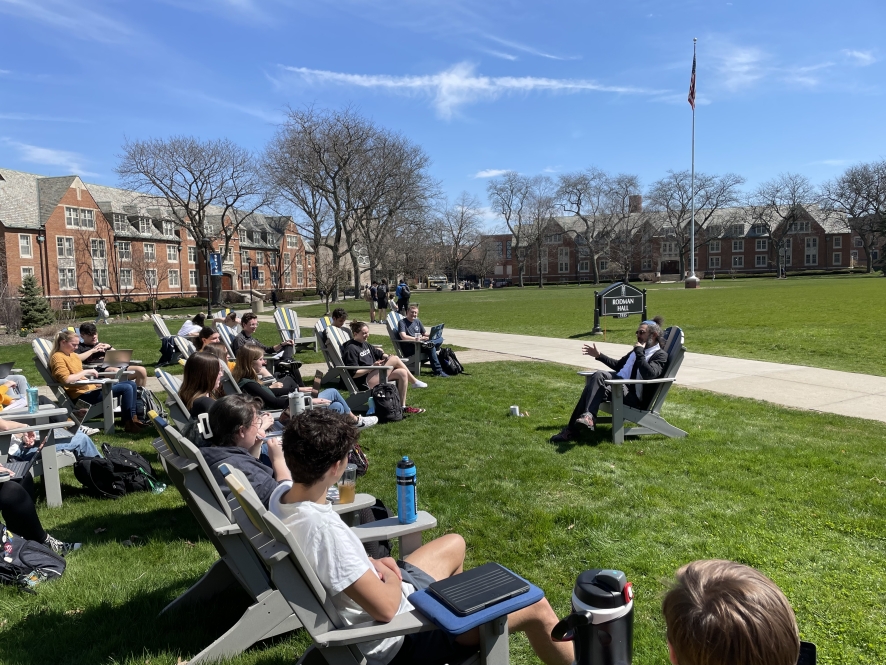 Outdoor class in front of Rodman