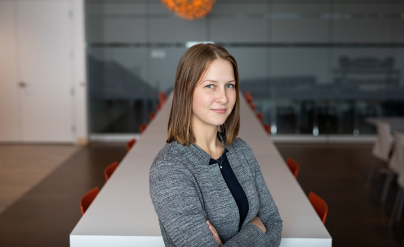 woman in board room