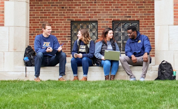 Students on steps
