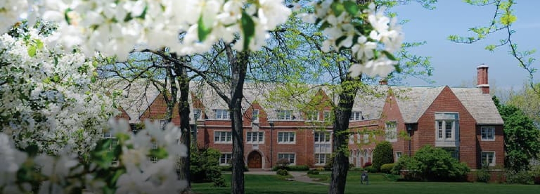 rodman hall and spring flowers