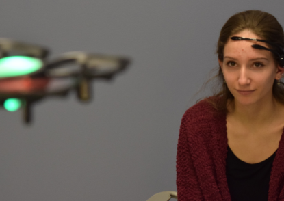 A computer science student controls a drone using their mind.