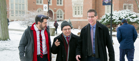 Drs Bickart Saritoprak and Hahnenberg walking
